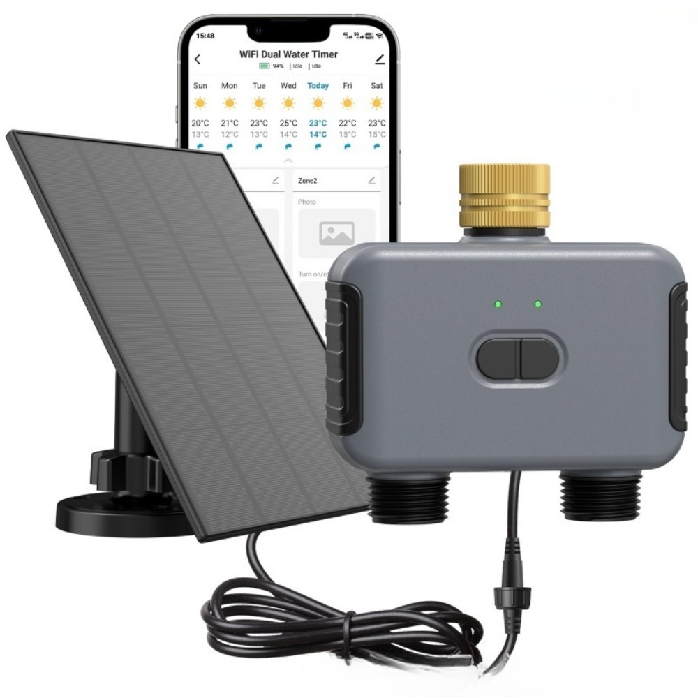 Timer Dual Outlet - WLAN-fähiger Doppelanschluss-Smart-Wassertimer mit APP-Fernsteuerung für automatische
